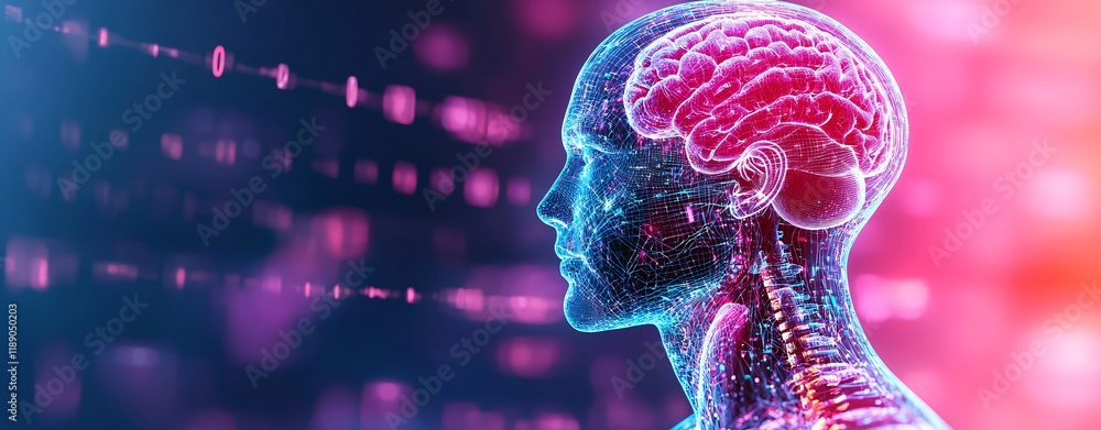 Fototapete exploring neural connections digital brain visualization science lab 3d graphics abstract