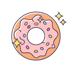 doughnut with sparkles vector icon, doughnut with sparkles vector illustration - simple illustration of doughnut with sparkles, perfect for logos,and doughnut with sparkles -themed designs.
