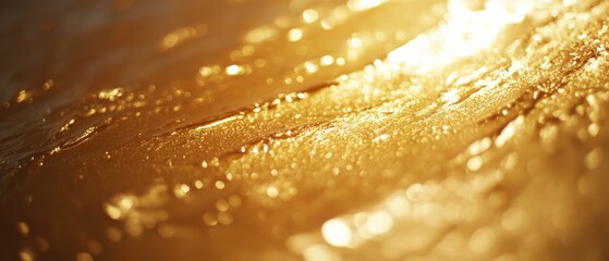 a close up of a gold abstract surface with light reflection
