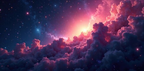 Softly glowing nebula with tendrils of gas and dust, astrophysics, galaxy