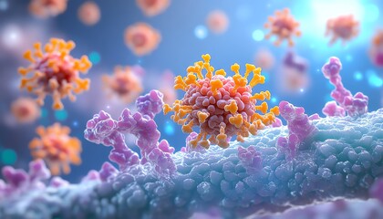 Naklejka premium Highdefinition 3D rendering of the Coronavirus in liquid
