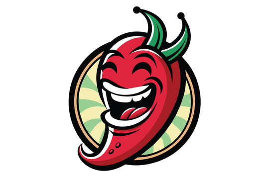 recommend clip art: vector logo, featuring laughing chili pepper J.eps