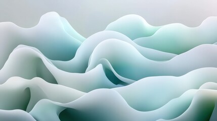 Fototapeta premium Abstract teal and white wavy landscape.