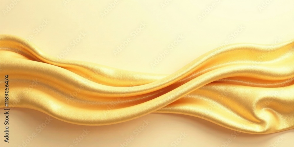 Poster golden fabric draped in elegant waves, soft and luxurious texture