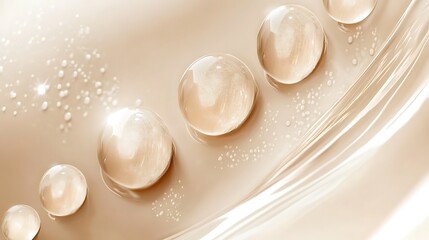 Beige Liquid Background With Several Spheres