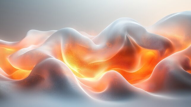 Abstract Background - Orange and White Flowing Waves