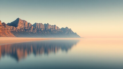 Serene Mountain Landscape Sunrise Beach Reflection