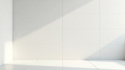Obraz premium Minimalist White Tile Wall and Floor Corner Background