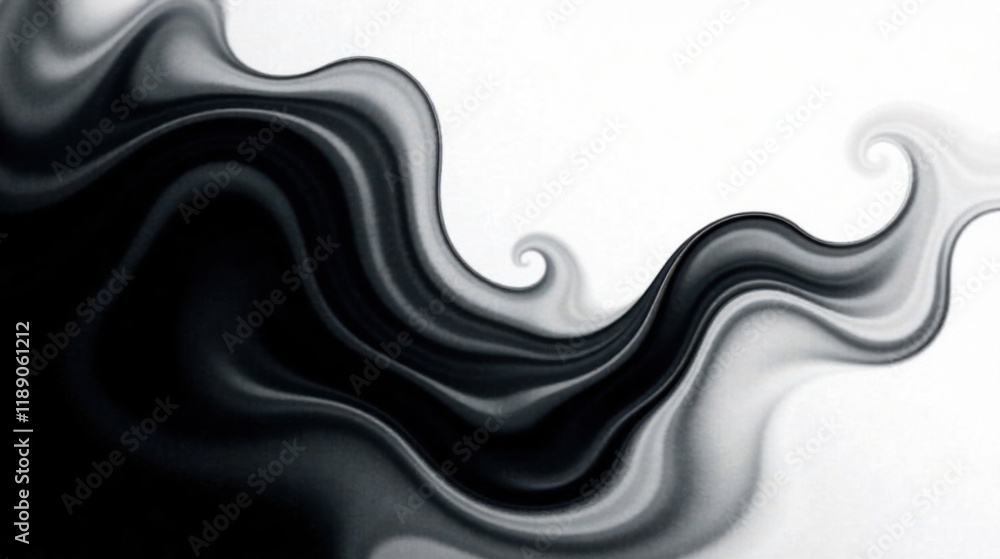 Poster Abstract grayscale flowing waves design with swirling patterns