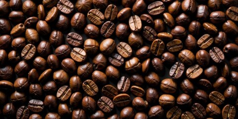 Obraz premium Roasted Coffee Beans A Close-Up Texture of Dark Brown Beans