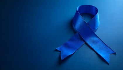 Dark blue awareness ribbon advocating for child abuse prevention and colon cancer research