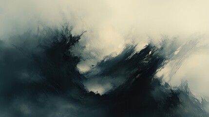 Fototapeta premium Abstract dark smoky landscape with texture and depth.