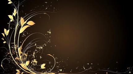 Golden Floral Design On Dark Background