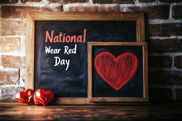 National wear red day background with copy space, heart health awareness, education, cardiovascular health adults senior