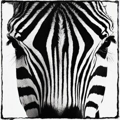 Close up view of zebra head black and white