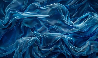 Fototapeta premium Elegant silky fabric background in rich blue hues showcasing intricate textures and flowing patterns for artistic or design applications in various projects