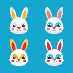 set of easter rabbits head