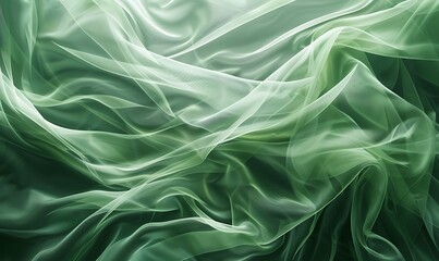 Obraz premium Ethereal Green Silk Fabric Draped Elegantly in Soft Natural Light Creating a Dreamy and Fluid Background for Design Projects and Artistic Endeavors
