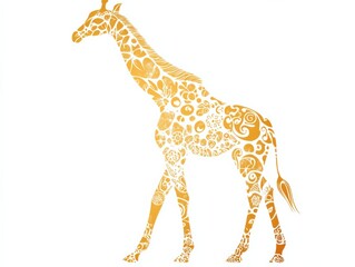 Naklejka premium an ornate giraffe illustration on a white background