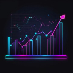 Fototapeta premium Neon chart showing business growth dynamics