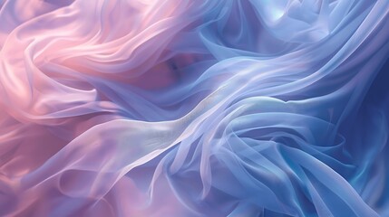 Obraz premium Elegant Flowing Fabric in Soft Pastel Shades of Pink and Blue, Creating a Dreamy and Ethereal Background for Artistic and Creative Projects