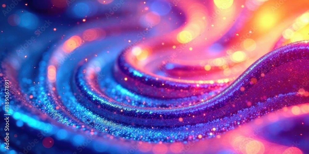 Poster abstract swirling glittering texture with vibrant hues and sparkling lights