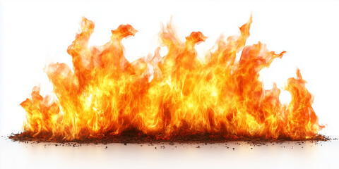 Realistic Fire Flames Isolated on White Background | This fiery element can be used for creating dramatic visuals, energy-themed compositions, or adding intense heat effects to creative projects