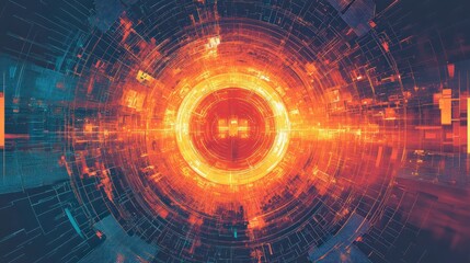 Obraz premium Futuristic geometric poster, glowing lines, complex 3D structures, and a cyberpunk-inspired vibe