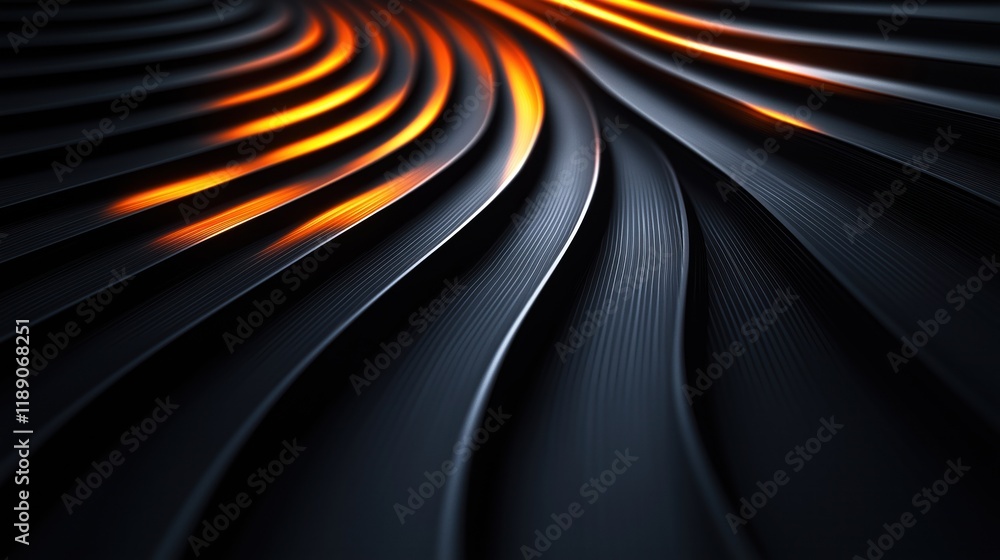 Poster abstract black background with glowing radial lines. modern, geometric design with smooth gradients.