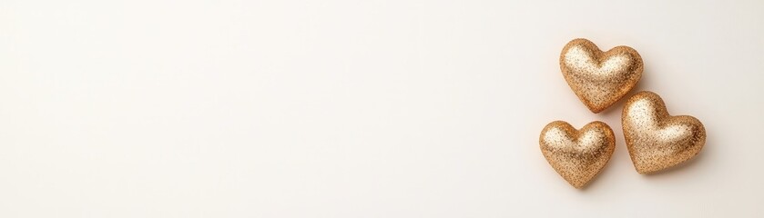 Glittering Golden Hearts on a Soft Neutral Background for Valentine's Day or Romantic Themes