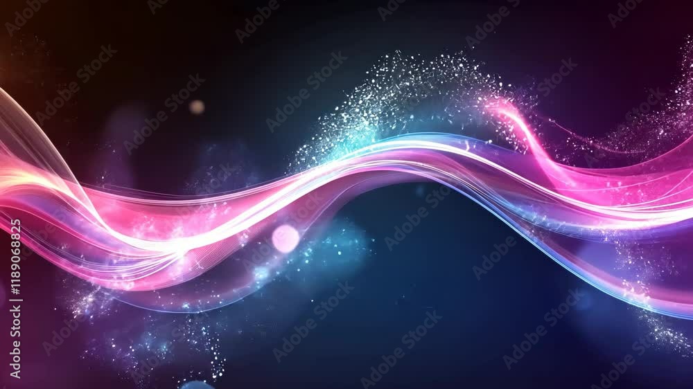 Poster colorful abstract waves of light spread across a dark background with stars creating a dreamy atmosp