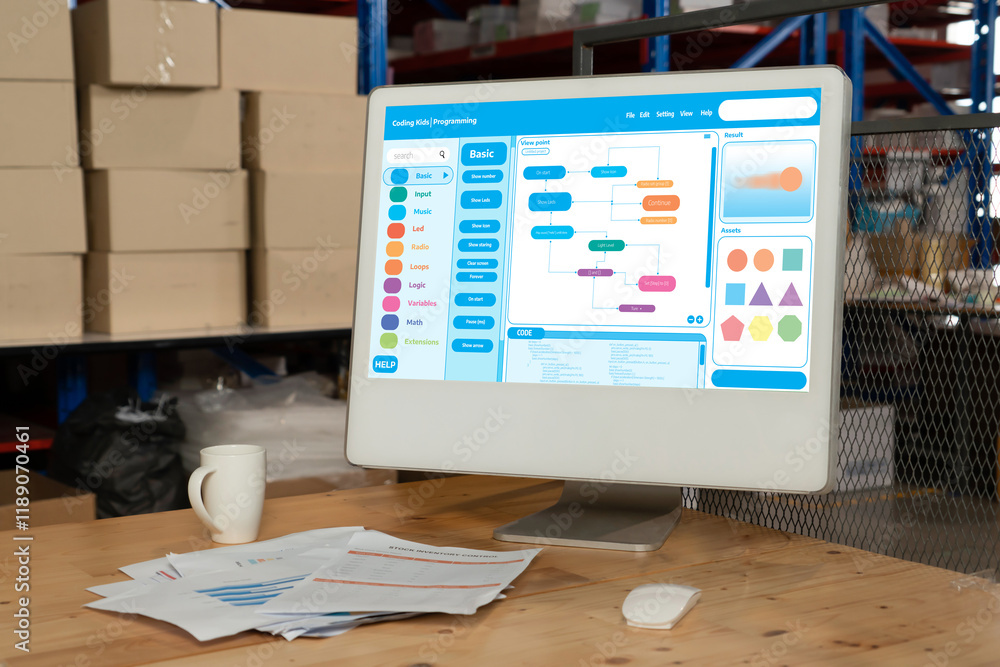 Poster coding and programming software developed for brisk school education. simplified program, easy softw