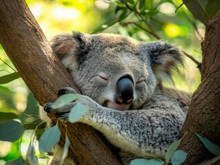 Fototapeta premium a koala sleeping in a tree