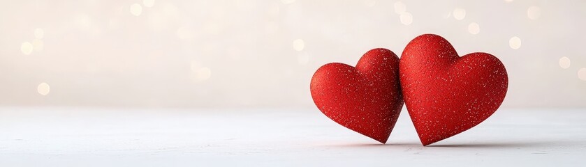 Obraz premium Lovely Red Hearts with Sparkles on a Soft Background for Romantic Occasions and Celebrations