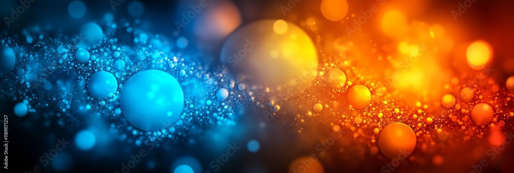 Aufkleber Abstract Background of Dynamically Flowing Blue and Orange Particles in a Fluid Motion