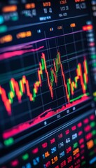 Financial Chart with Uptrend Line Graph Showing Bull Market Growth on a Digital Screen