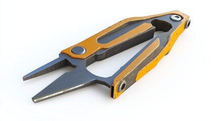 Fototapeta premium close up of a pair of metal snippers with an orange handle