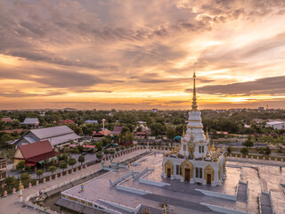 Fototapeta premium Sunset view of Wat Saensuk Suthi Wararam temple in Chon Buri, Thailand on October 1, 2024