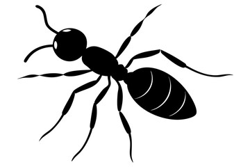 Ant silhouette Vector art illustration isolated white Background, Ant vector icon, Ant Silhouette for Art Illustration