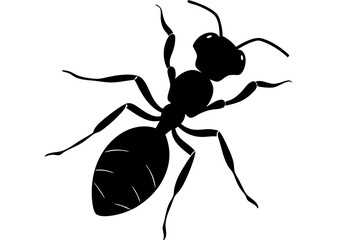 Ant silhouette Vector art illustration isolated white Background, Ant vector icon, Ant Silhouette for Art Illustration