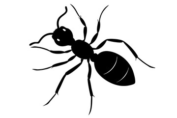 Ant silhouette Vector art illustration isolated white Background, Ant vector icon, Ant Silhouette for Art Illustration