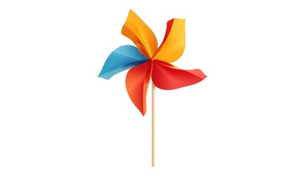 Colorful Paper Pinwheel Toy on Wooden Stick