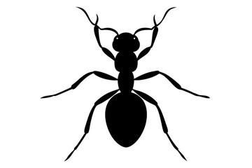 Ant silhouette Vector art illustration isolated white Background, Ant vector icon, Ant Silhouette for Art Illustration