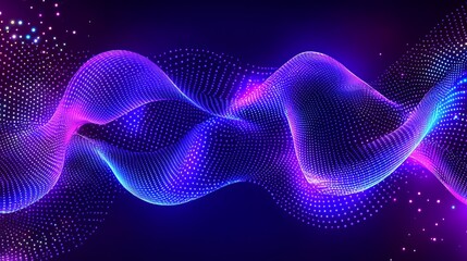 Fototapeta premium Abstract Purple Blue Glowing Wave Particle Design