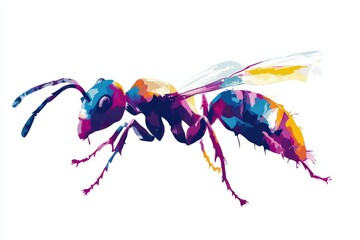 abstract colorful illustration of an ant on a white background