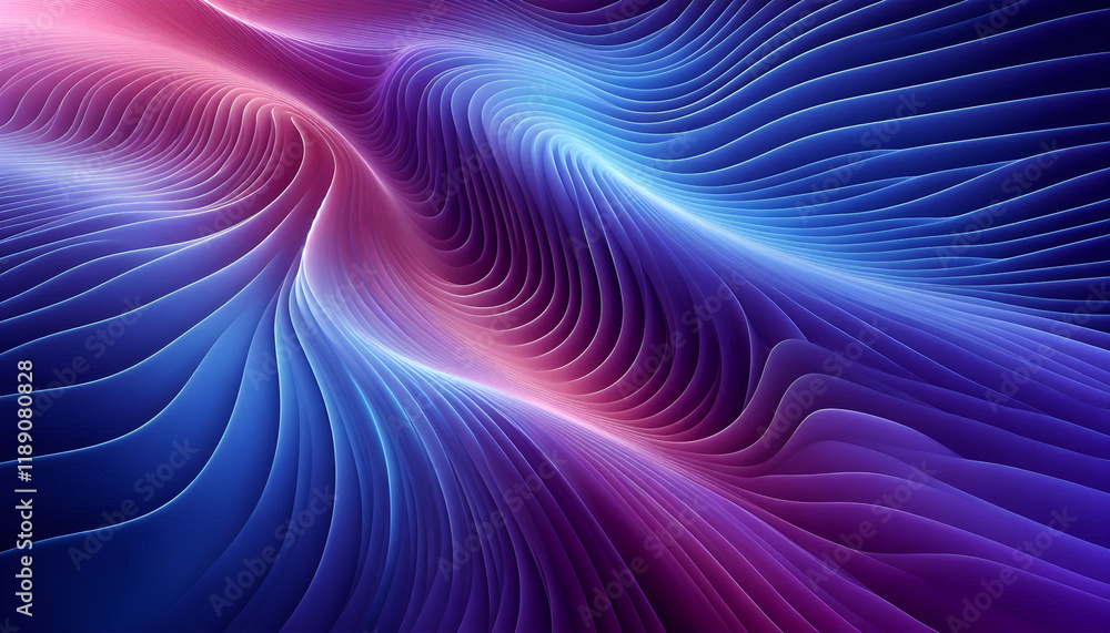 Poster abstract image with flowing curves and vibrant colors resembling paper in dynamic motion. art projec