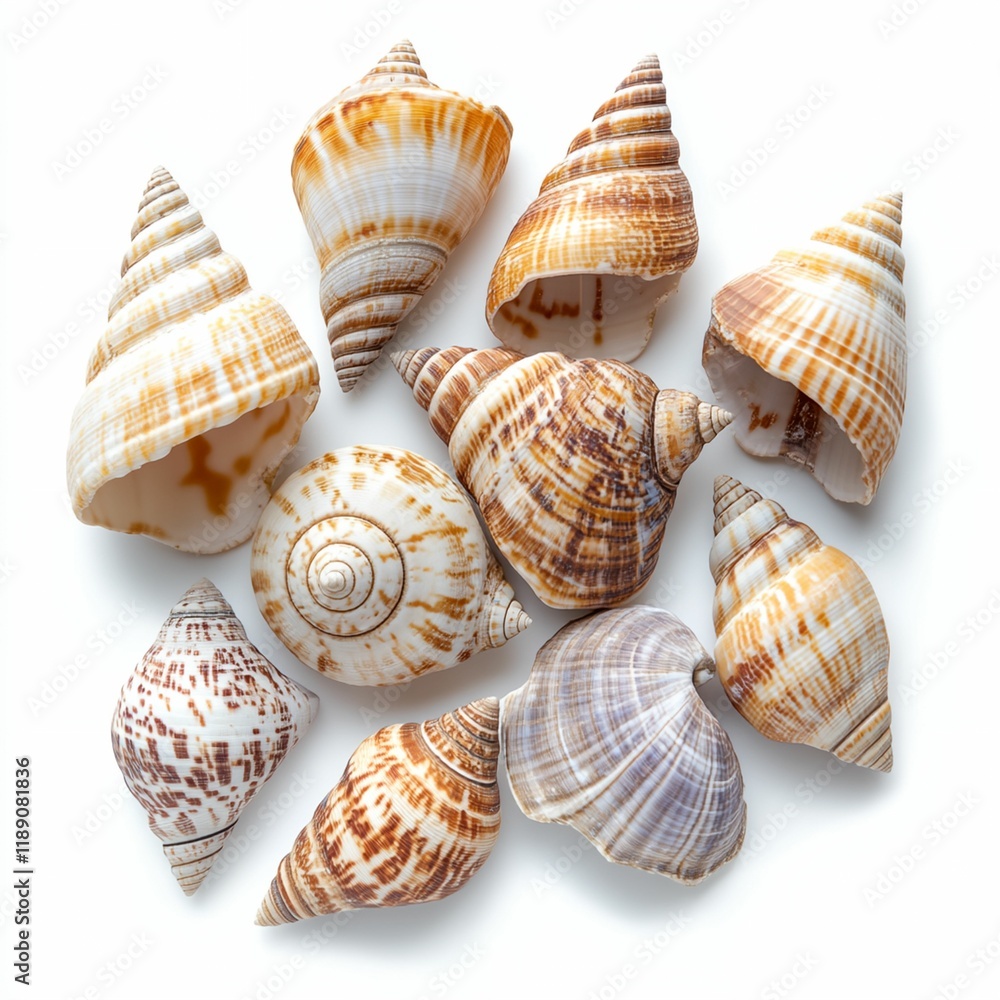Poster group of shells with different colors and patterns
