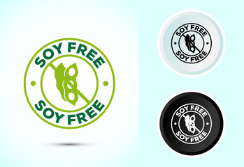 Soy or soya free icon design illustration. Soy allergen free product food sign