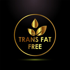 Trans fat free icon design illustration, Zero trans fat icon for healthy concept, Gold color