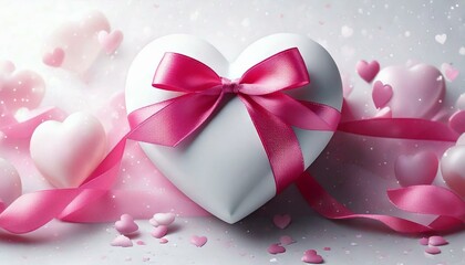 ピンクのリボンで包まれたハートの贈り物